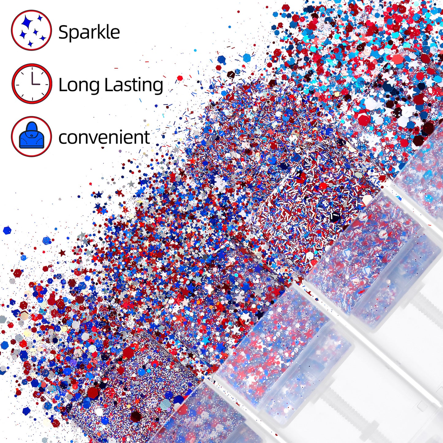 🔥LAST DAY 60% OFF🎁3-in-1 Patriotic Glow😍✨Red, White & Blue Glitter Body Stick