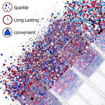 🔥LAST DAY 60% OFF🎁3-in-1 Patriotic Glow😍✨Red, White & Blue Glitter Body Stick