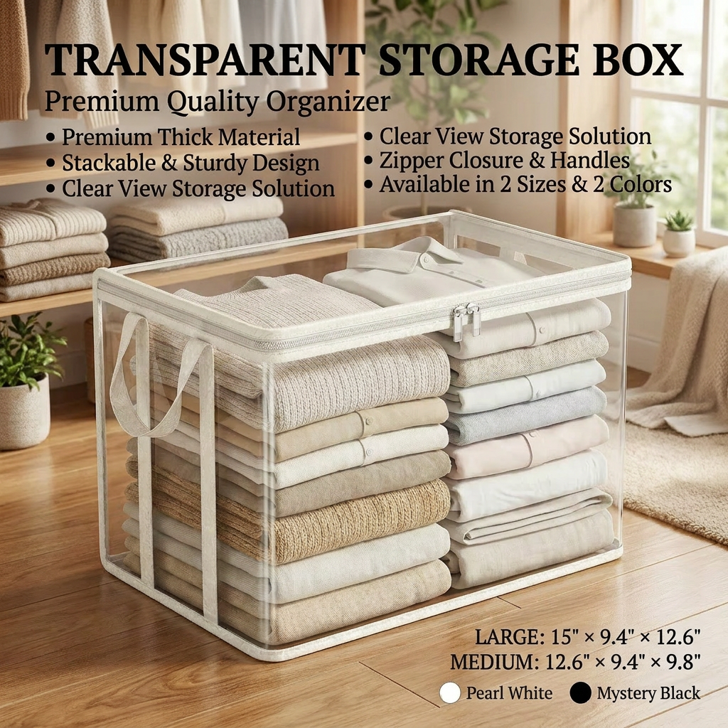 【 🔥Hot Sale 50% OFF】📦 Clear Storage Bins with Lids | Stackable Home Organizer