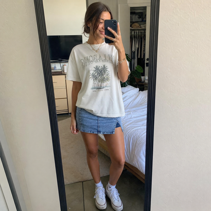 Anti-Exposure Denim Mini Skirt with Built-In Safety Shorts