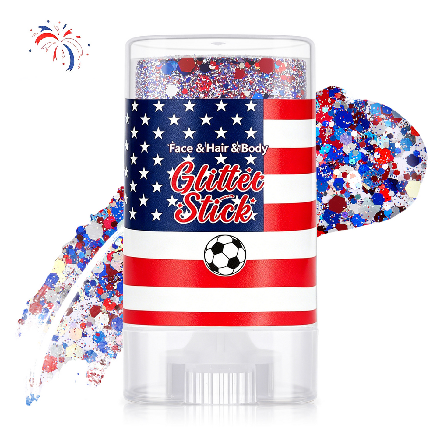 🔥LAST DAY 60% OFF🎁3-in-1 Patriotic Glow😍✨Red, White & Blue Glitter Body Stick