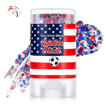 🔥LAST DAY 60% OFF🎁3-in-1 Patriotic Glow😍✨Red, White & Blue Glitter Body Stick