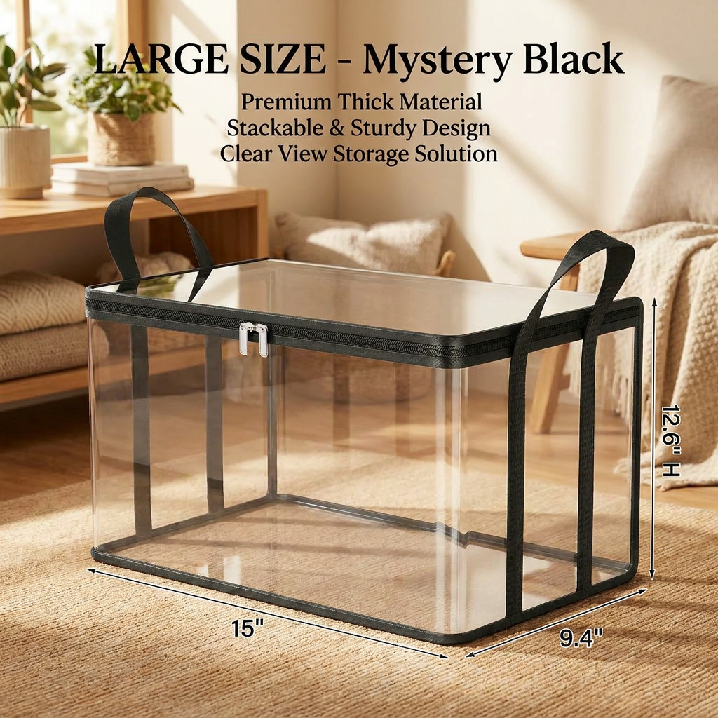 【 🔥Hot Sale 50% OFF】📦 Clear Storage Bins with Lids | Stackable Home Organizer