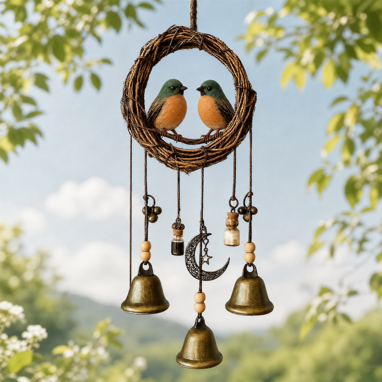 Love birds Wind Chime - Handcrafted Rustic Home