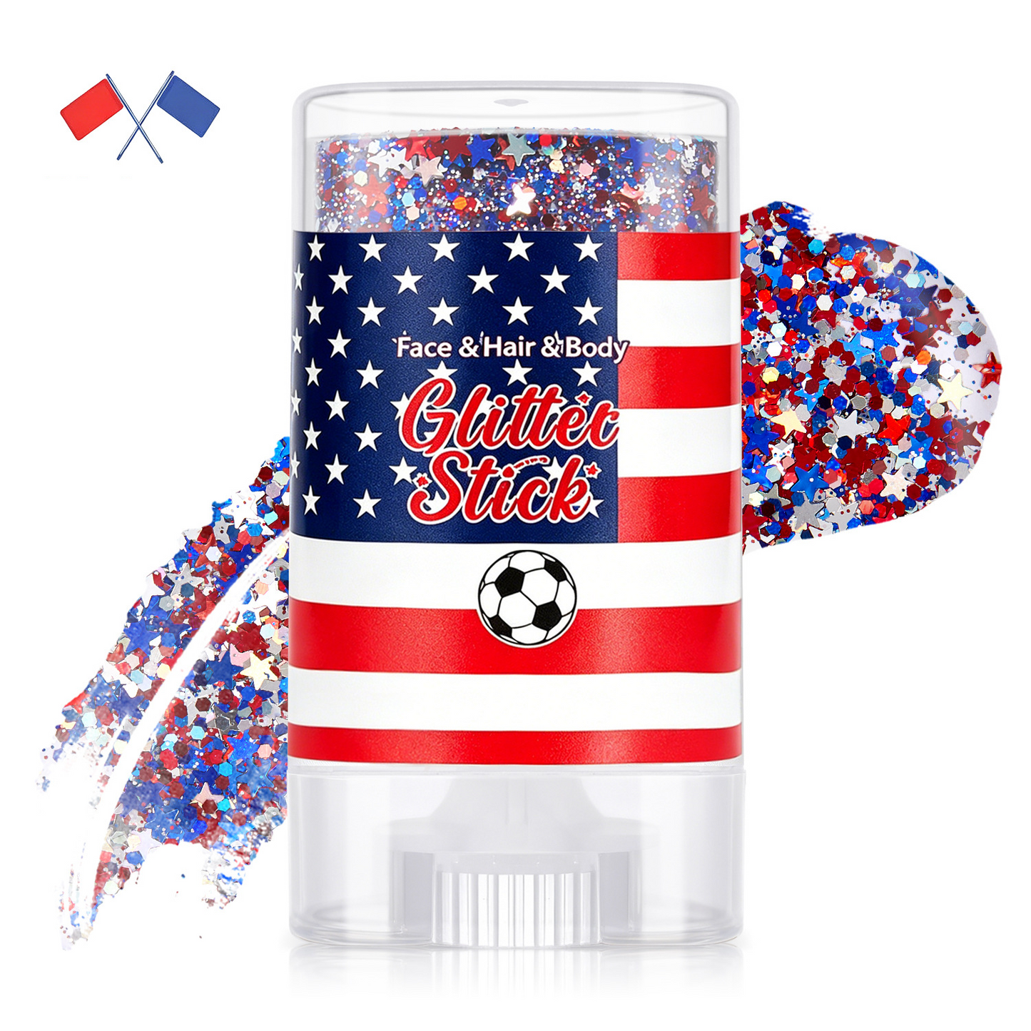🔥LAST DAY 60% OFF🎁3-in-1 Patriotic Glow😍✨Red, White & Blue Glitter Body Stick