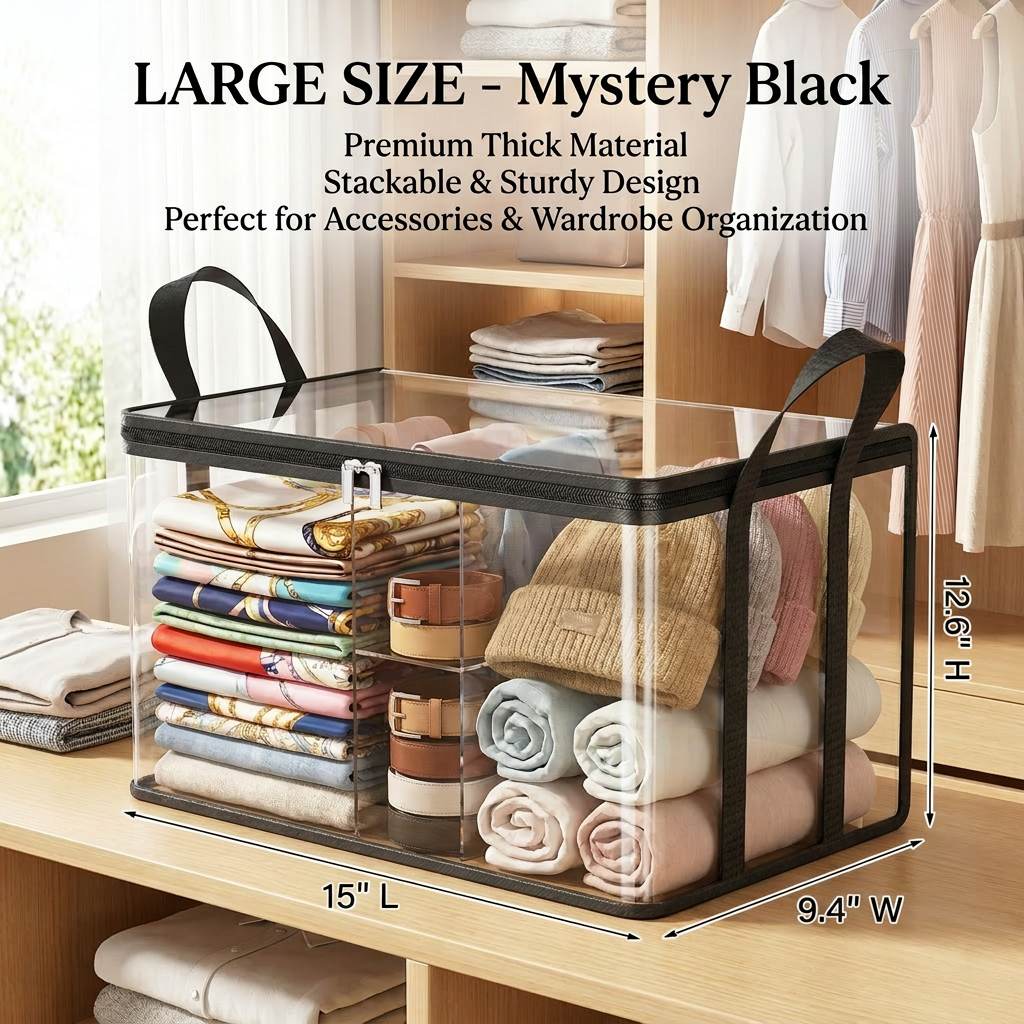 【 🔥Hot Sale 50% OFF】📦 Clear Storage Bins with Lids | Stackable Home Organizer