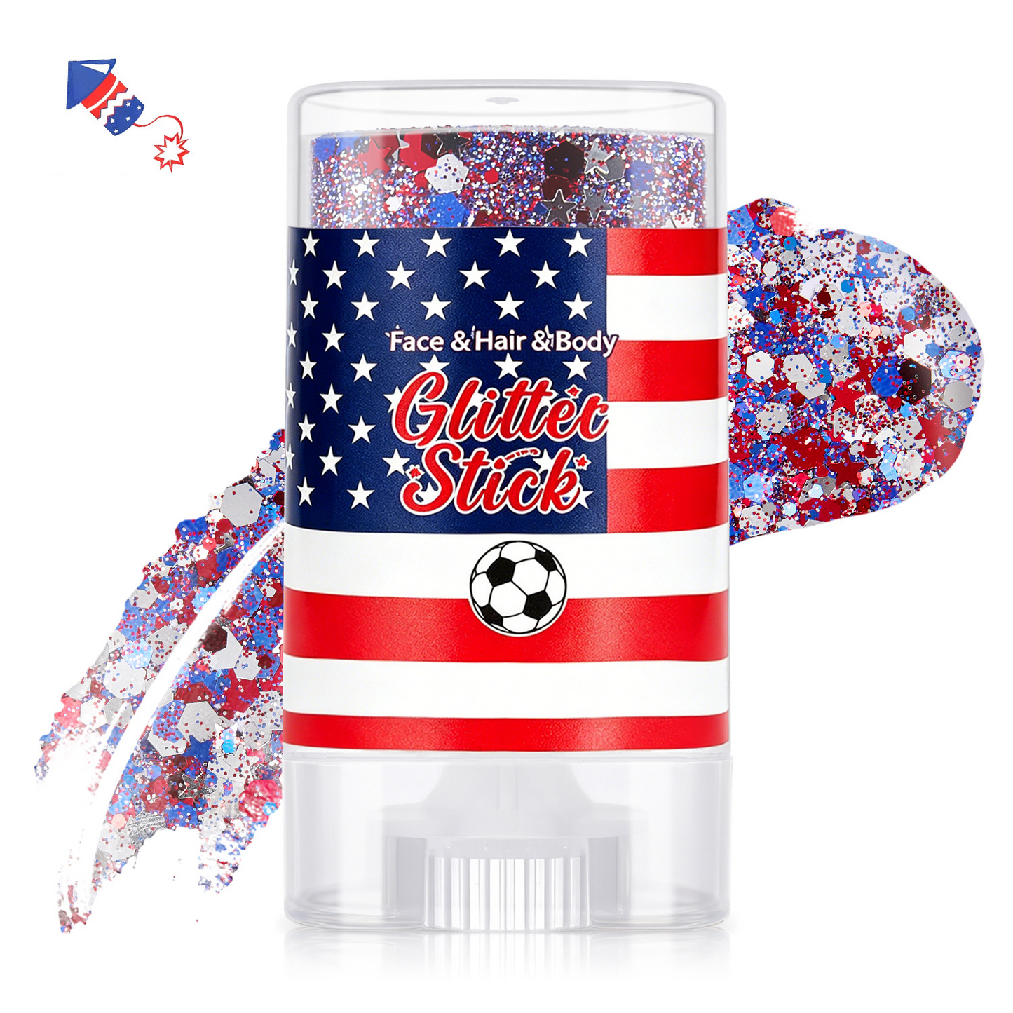 🔥LAST DAY 60% OFF🎁3-in-1 Patriotic Glow😍✨Red, White & Blue Glitter Body Stick