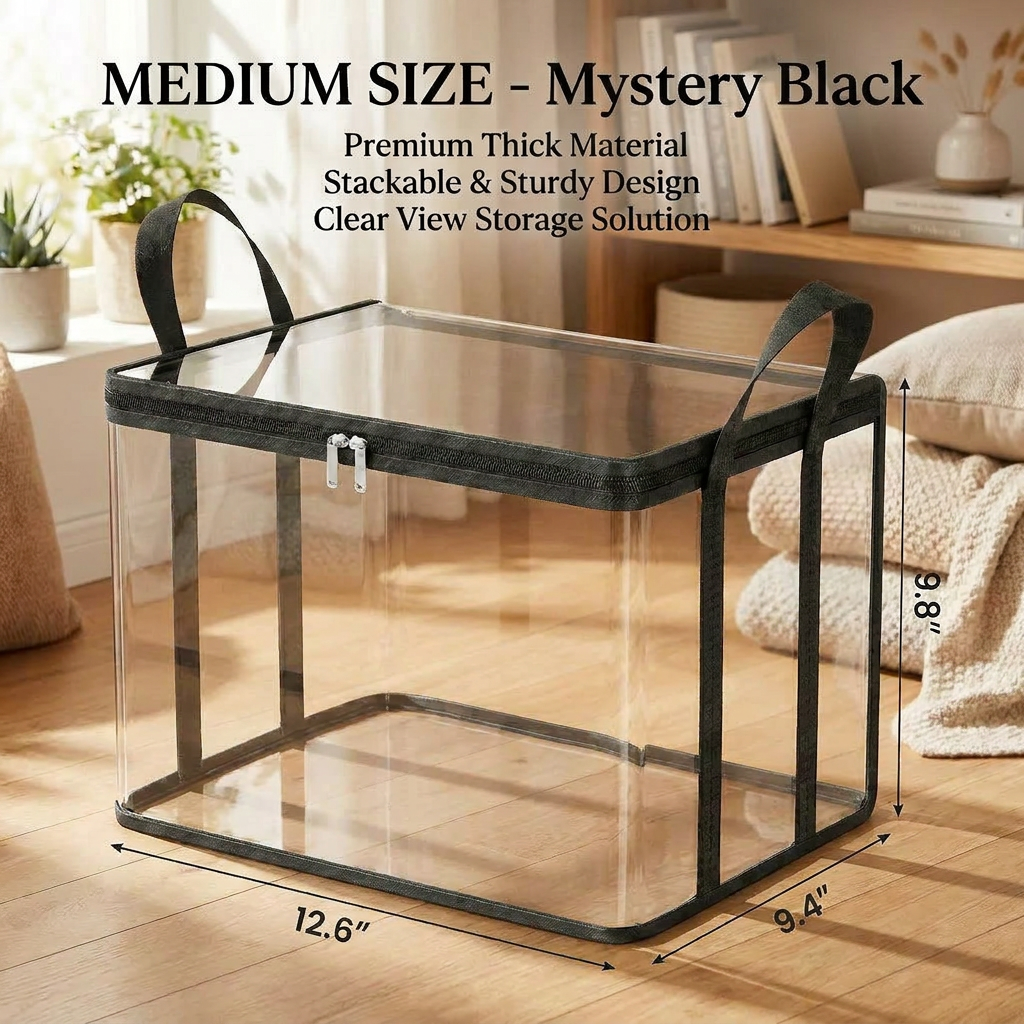 【 🔥Hot Sale 50% OFF】📦 Clear Storage Bins with Lids | Stackable Home Organizer