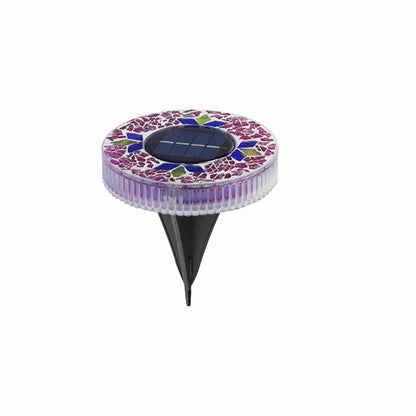 Solar Disk Lights – Handcrafted Mosaic Outdoor LED Waterproof In-Ground & Tabletop Wireless Lighting