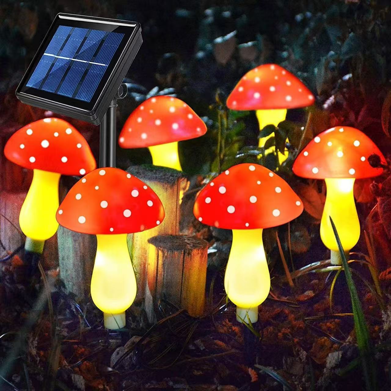 🍄LED Solar Mushroom String Lights