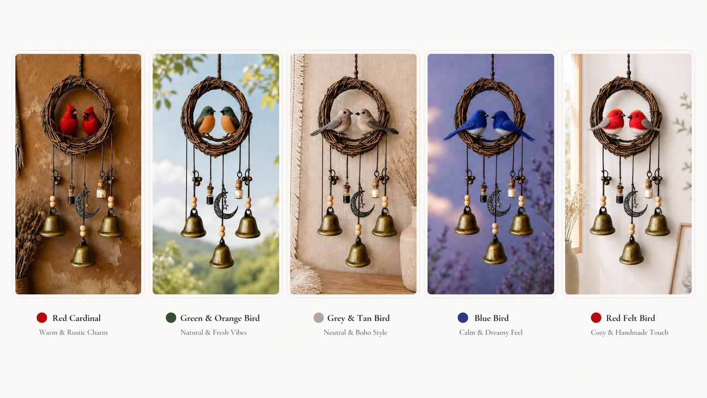 Love birds Wind Chime - Handcrafted Rustic Home