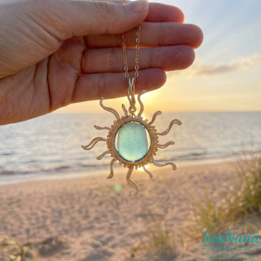 ☀️Hand wired-Sun Sea Glass Necklace